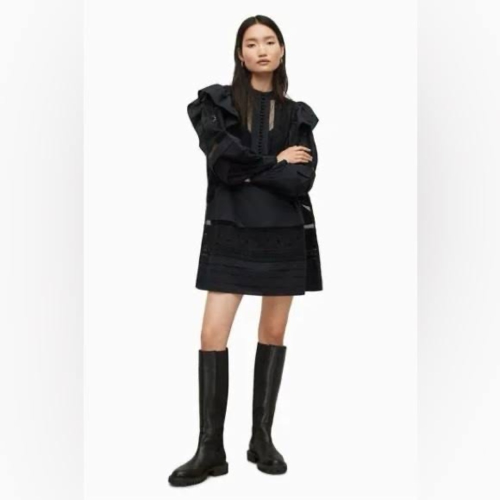NEW ALL SAINTS PRIM BRODERIE BLACK DRESS